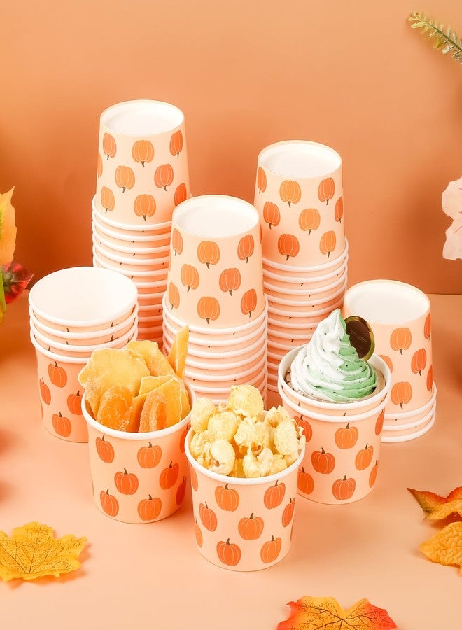 AimFun 50 Pcs Fall Treat Snack Cups Pumpkins Ice Cream Cups 9oz Thanksgiving Autumn Disposable Paper Dessert Bowls for Sundae Frozen Hot Cold Soup Birthday Baby Shower Party Supplies - Image 3